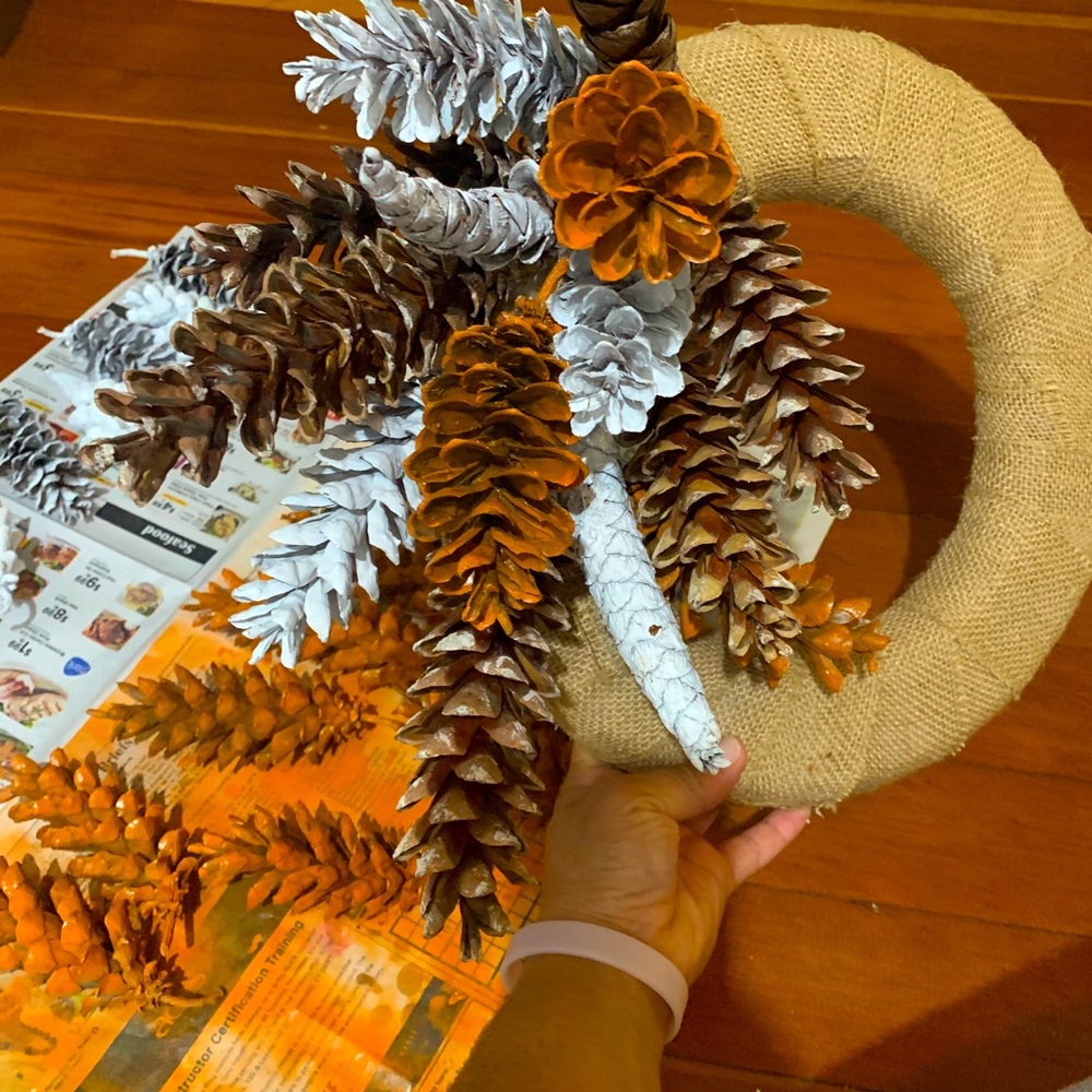 Hand crafted pinecone wreath